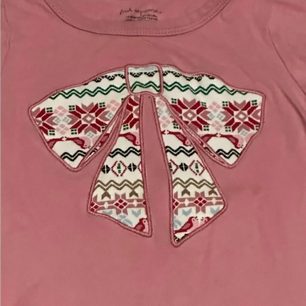 First Impressions Christmas pattern pink girls 2 piece set size 24 months